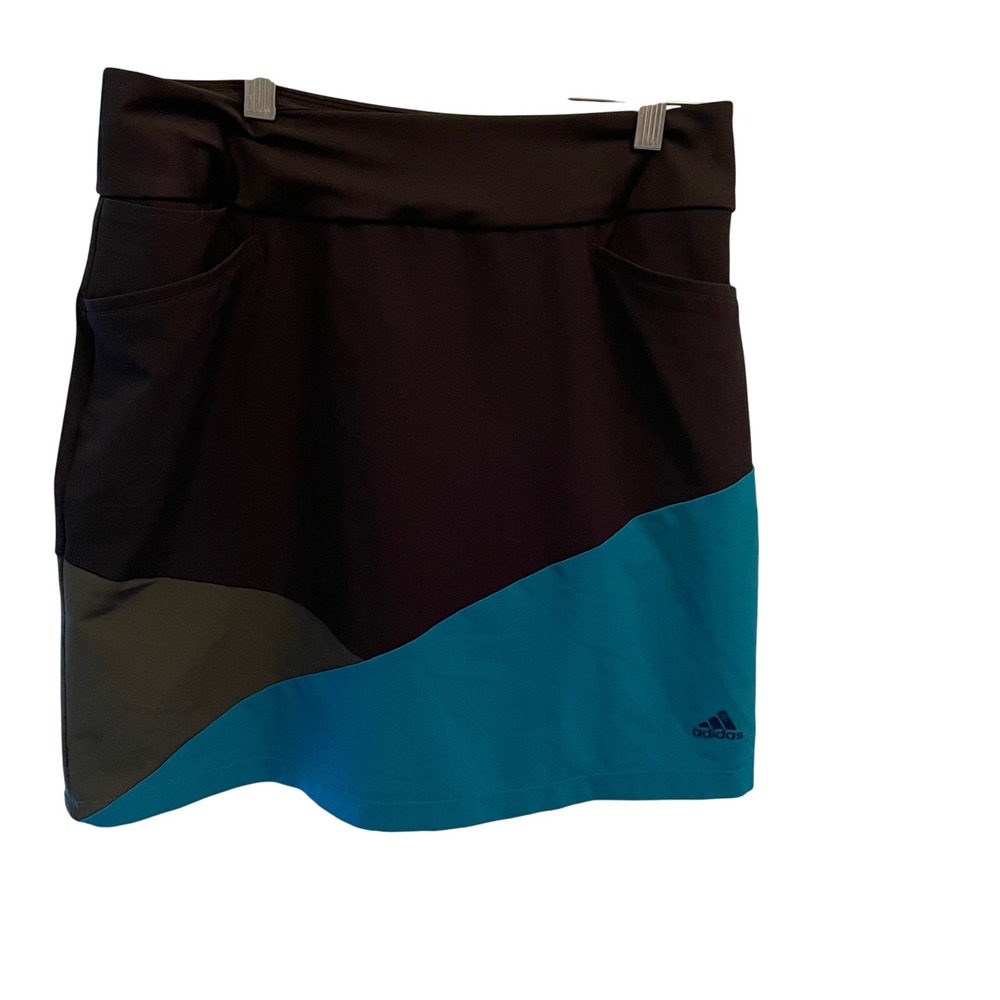 Adidas Womens Golf Skort Black Teal Colorblock Athletic Skirt Size S/L